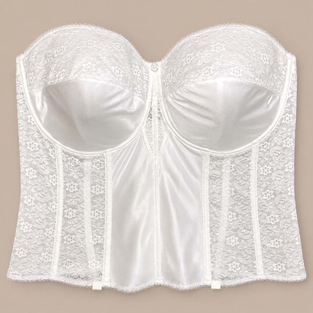 Dominique Colette White Lace Longline Bridal Corset Women's 48F Fairy Coquette